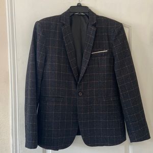 Men’s Charcoal Gray Plaid Sport Coat